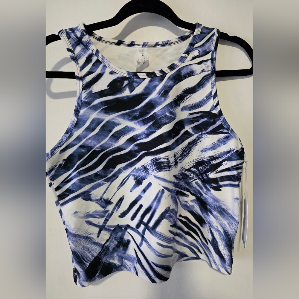 Balance Collection Athletic Crop Top, Marlin Painted Animal, Size XL
